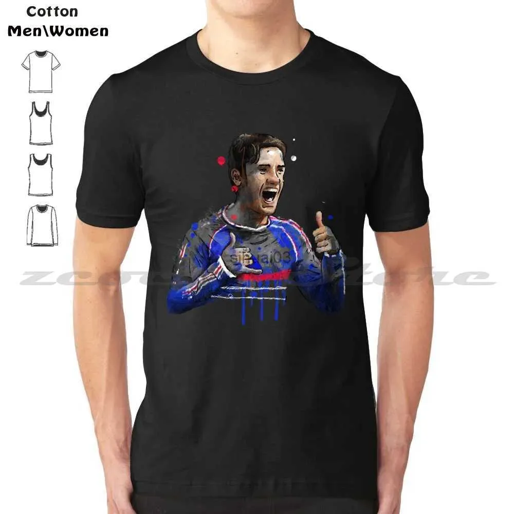 Herr t-shirts Griezmann 100% bomullsmän och kvinnor mjuk mode t-shirt fotboll fotboll spanien de futbol griezmann colchoneros de france fantastisk