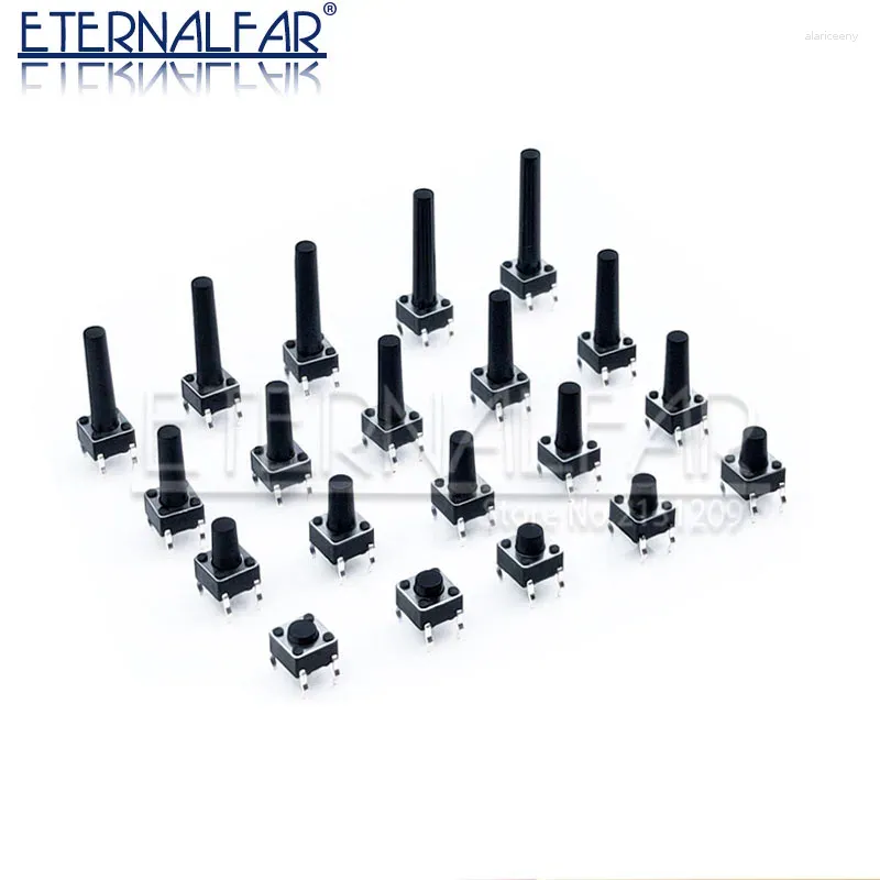 Plafoniere Interruttore tattile 6x6x4.3 4.5 5 6 9 16MM 4PIN Pulsante tattile Micro plug-in diretto Auto-reset DIP Top Foro passante in rame