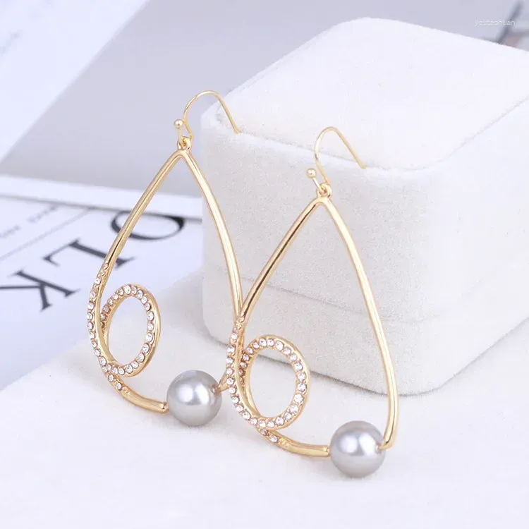 Boucles d'oreilles à clous, bijoux européens et américains, vente en gros, lignes géométriques, atmosphère perle grise, vente en gros