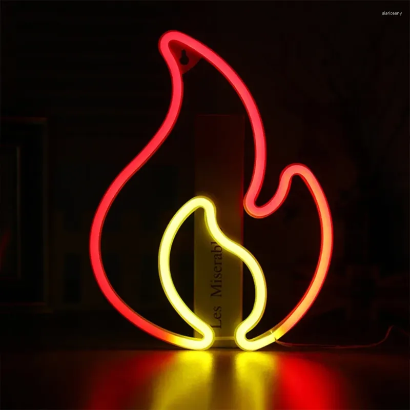 Luzes noturnas chama neon para decoração de parede bateria/sinais led alimentados por usb iluminam casa/quarto de crianças/bar/natal/festa de casamento