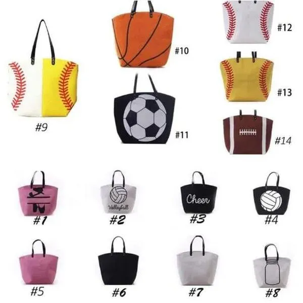 13 Styles sac en toile Baseball fourre-tout sacs de sport sac de Softball décontracté Football Football basket-ball coton toile sac fourre-tout 20 pièces ZZ