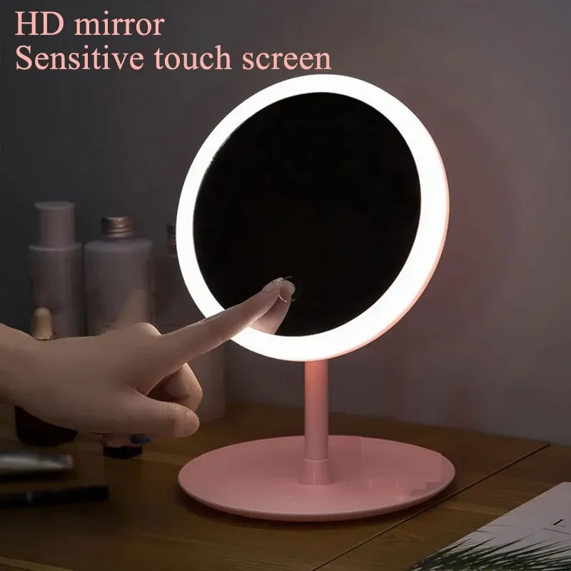 Specchi Luce a LED Trucco Pieghevole Ingrandimento Specchio viso a LED illuminato Dimmer tattile regolabile USB LED Vanity Tavolo retroilluminato Specchio cosmetico