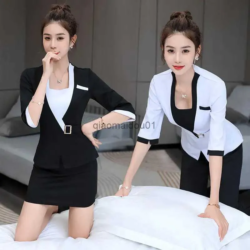 Autres vêtements Salon de beauté Spa Hôtel Réceptionniste Uniforme pour femme Serveur Vêtements Esthétique DeskMassage Nail Esthéticienne Café Travail Tenue Top