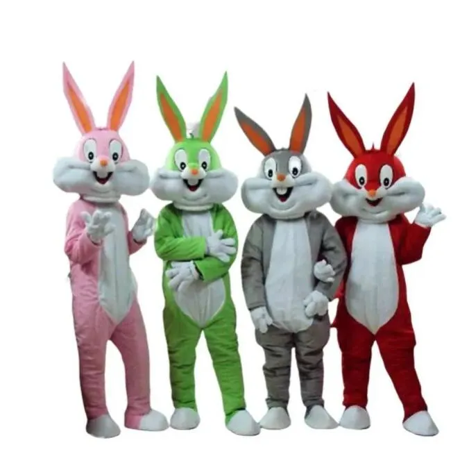 Pasen Konijn Mascottekostuum Bugs Bunny Harige Pakken Fancy Cartoon Haas Outfits Carnaval Halloween Kerst Feestjurk Sets