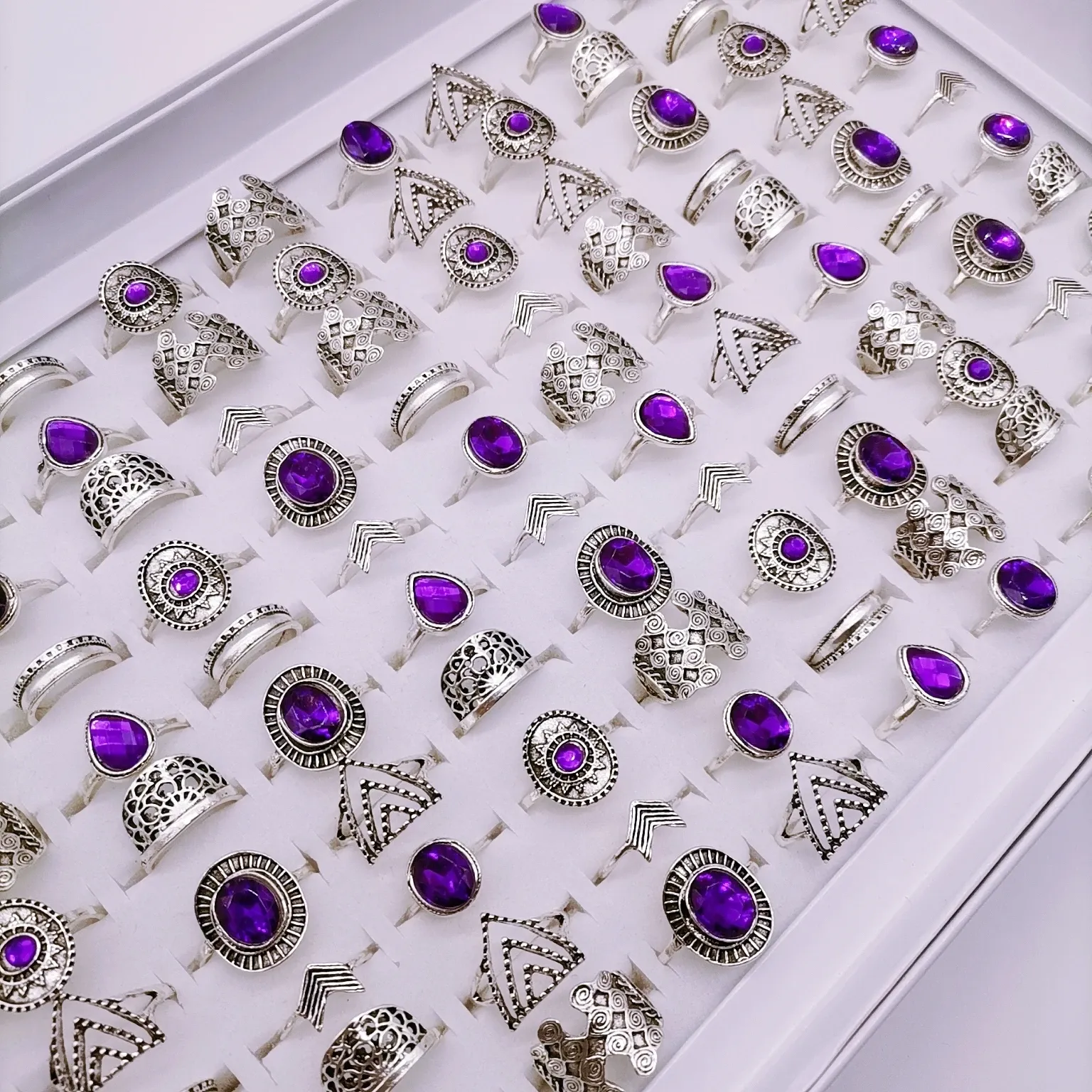 حلقات 100 قطعة خواتم للنساء مجوهرات جوهرة جديدة خمر البوسنة زوجين مفصل الخاتم حفل الزفاف مجموعة القوطي
