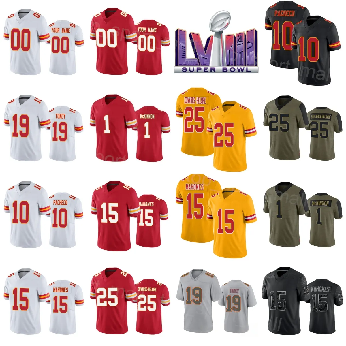 Football III Super Bowls 15 Patrick Mahomes Jersey 10 Isiah Pacheco 25 Clyde Edwards-helaire 1 Jerick Mckio Kadarius Toey Felix Audike-uzomah Me Kids