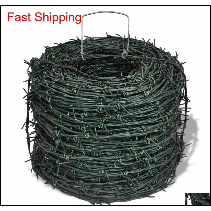 Vidaxl Barbed Wire 328 'Green Iron Barbwire Garden Patio Fencing Wires Fence U4SX3174D