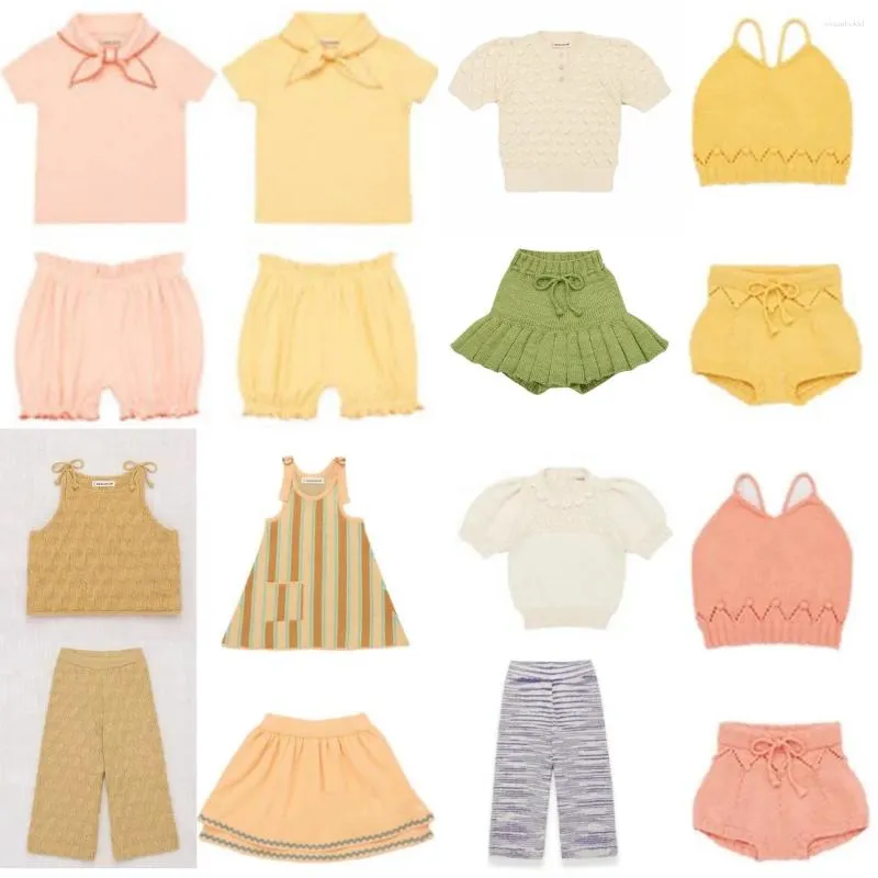 Kläder sätter barn kläder sommarmisha puff spädbarn baby flickor stickade t-shirts shorts högkvalitativ bomulls cardigan barn pojkar outfit