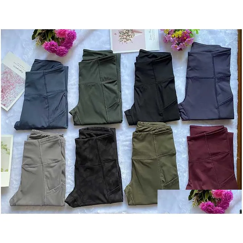 Pantaloni da yoga 7/8 di lunghezza a vita alta pantaloni da donna collant sportivi ad asciugatura rapida da donna esercizio fitness abbigliamento da corsa leggings atletici Dro Dhoxr