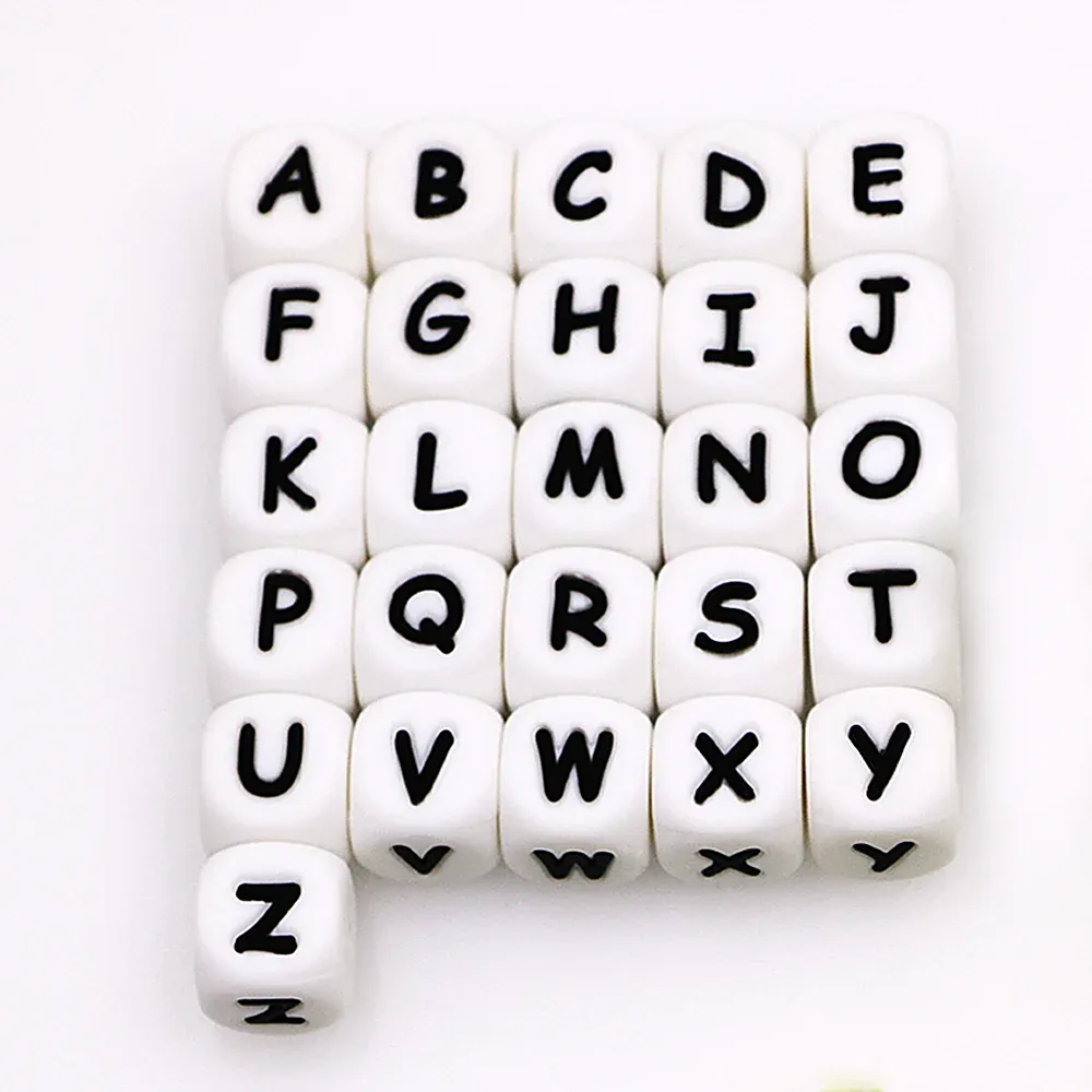 Necklaces Kovict 100/200/500pcs 10mm English Alphabet Silicone Letters Beads Baby DIY Necklace Accessories Nursing Toys For Jewelry Making