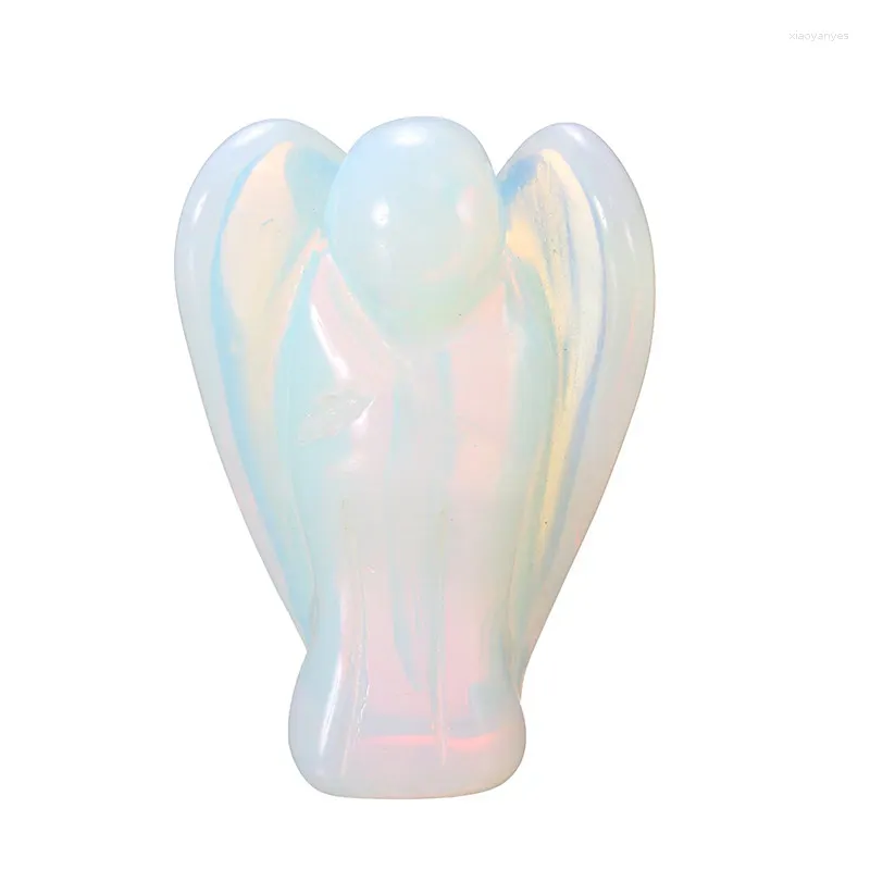 Estatuetas decorativas forma de anjo bonito opalite pedra de cristal cura reiki energia pedra preciosa pingente estatueta presente para decoração de casa artesanato