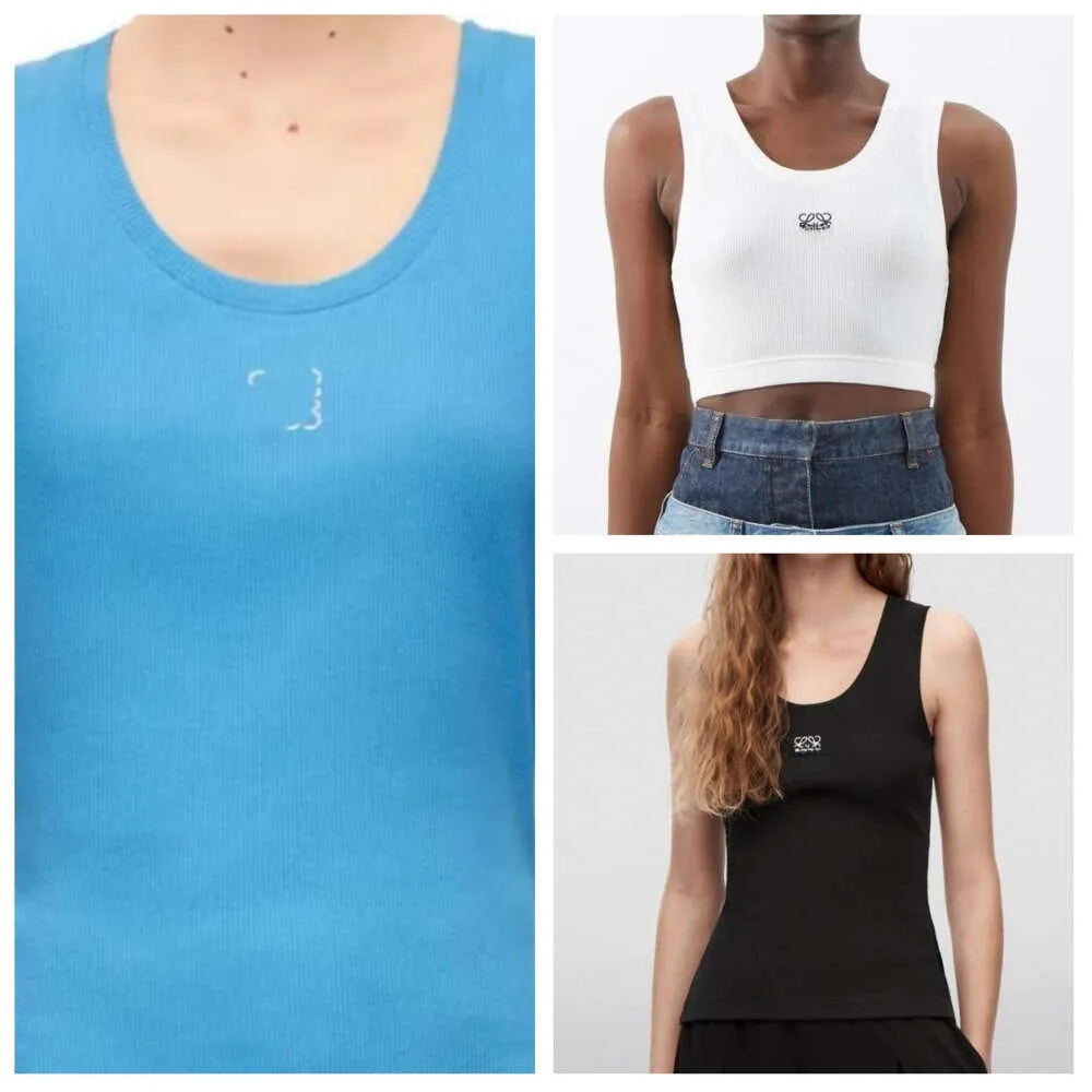 Kadın üstleri tank üst t-shirt anagram normal kırpılmış pamuk jersey camis dişi femme örgü tees tasarımcı nakış örgü yeleği spor spor nefes alabilen marka gömlek