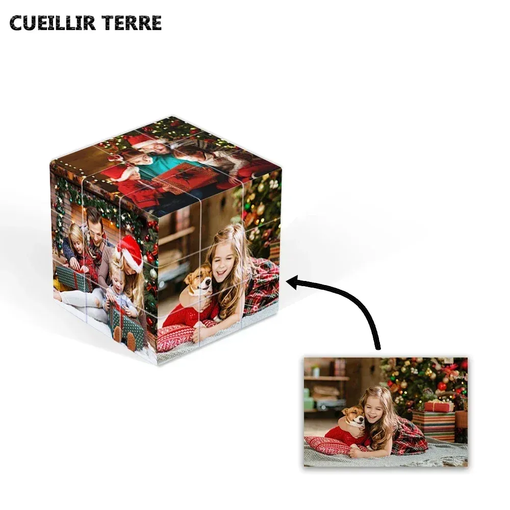 Bijoux Cube photo personnalisé pour lui son cube personnalisé multi cadre photo bloc cadeaux de Noël pour la famille lui bureau à domicile décor de bureau