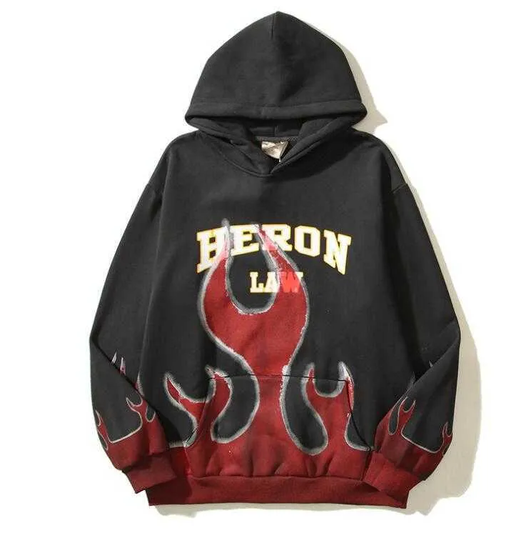 Erkek Hoodies Sweatshirts Tasarımcı Hoodie Erkekler Sweatshirt Street Giyim Hip Hop Flame Heron Hukuk Kazak Kadın Hoodies