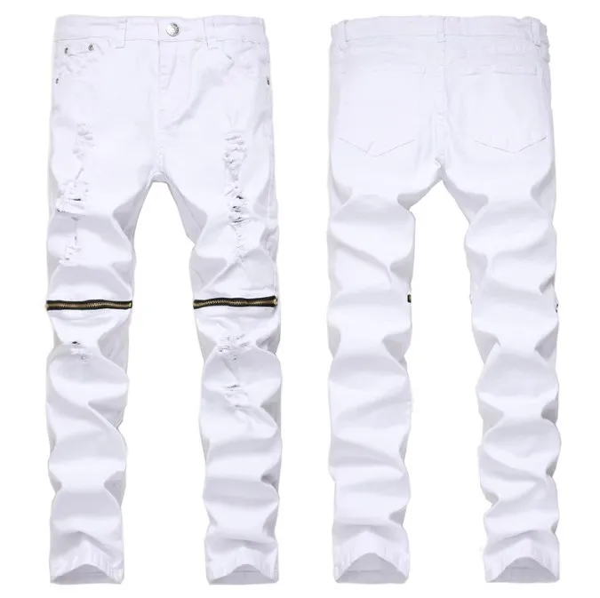 Jeans da uomo Jeans denim effetto consumato Pantaloni alla moda strappati alla moda Pantaloni denim cool distrutti skinny casual urbani