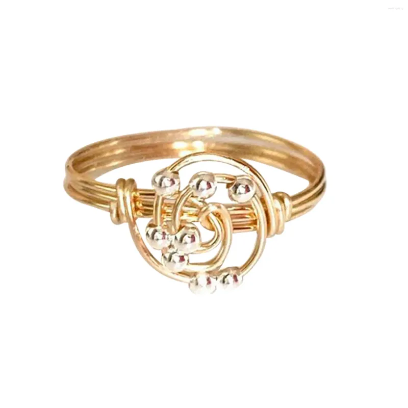 Bagues de cluster Bague en cuivre créative avec perles roulantes Surface lisse Soulagement du stress Anniversaire Noël Bijoux Cadeau pour femmes filles