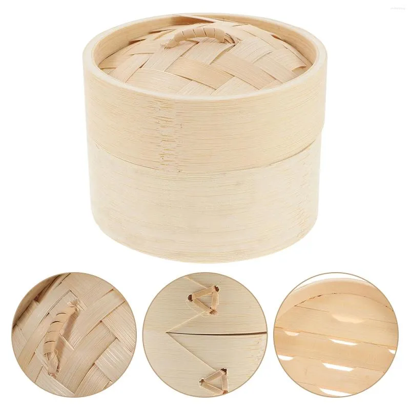 Double Boilers Steamer Multi-function Bamboo Kitchen Tool Dumpling Basket With Cover Covered Food Convenient