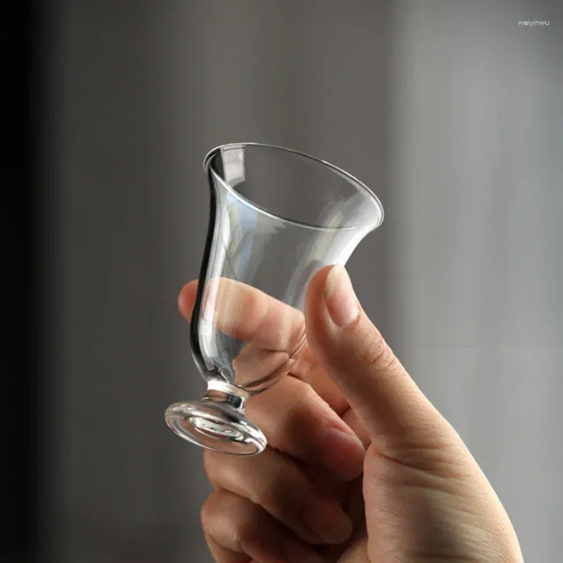 Bicchieri da vino in vetro trasparente con gamba alta per tè verde e tazza per degustazione di aromi, resistente al calore, piccolo set per la casa da 40 ml