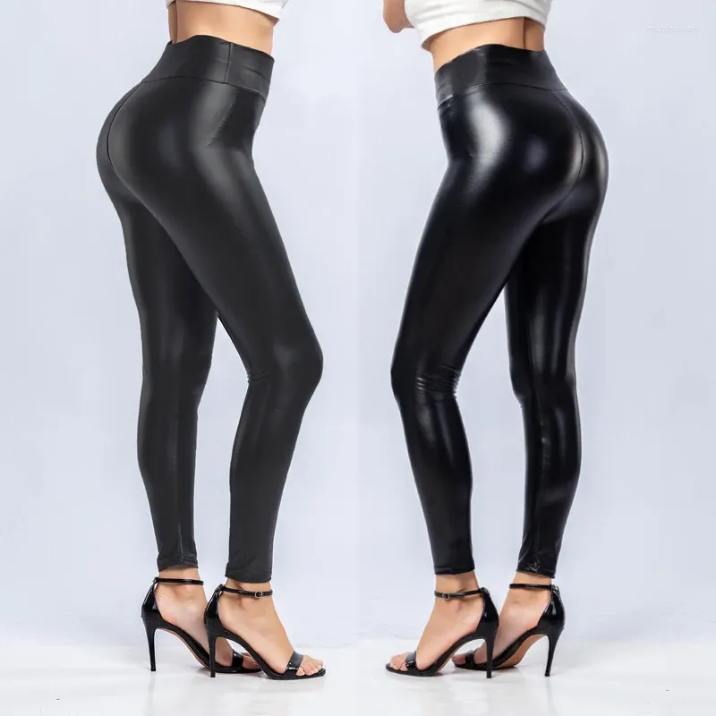 Women's Leggings Women Sexy Night Club Hip Lifting Slim PU Leather Casual Black Legging High Waist