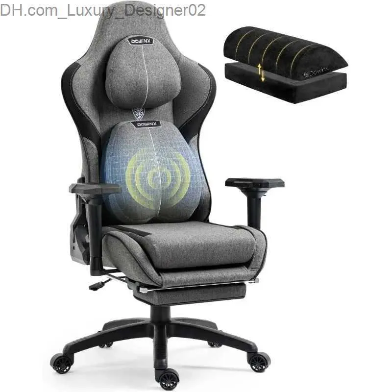 Inne meble Dowinx Gaming Frea Tkanina z regulowaną poduszką i nagłówkiem ergonomiczne krzesło biurowe Masaż wsparcia lędźwiowego dla dorosłych Q240129