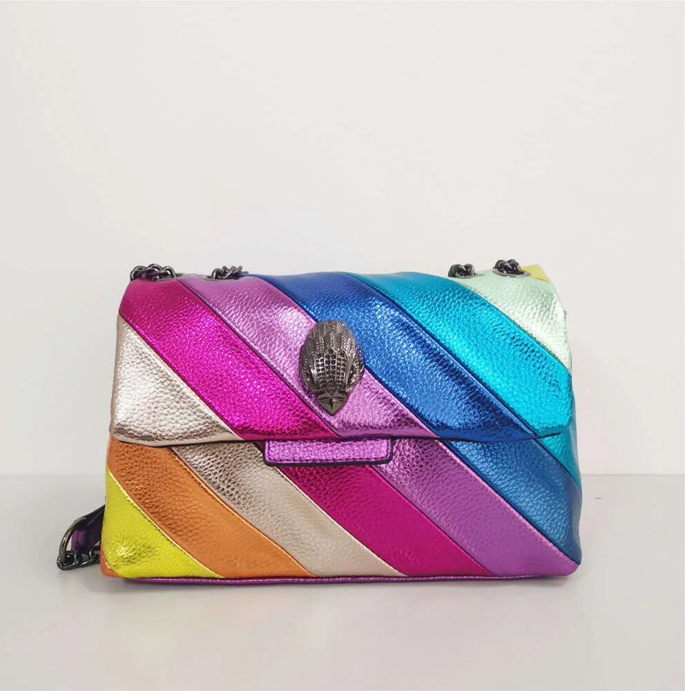 Eagle Head Kurt Geiger Bag Rainbow Women Handväska Jointing Colorful Cross Body Patchwork Clutch All Match