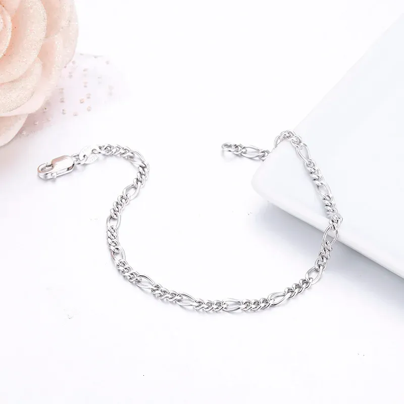 Necklace 3mm 925 Sterling Silver Figaro Chain Bracelets For Women Girl Men Boy Italy Delicate Jewelry Bileklik Pulseras Bracciale