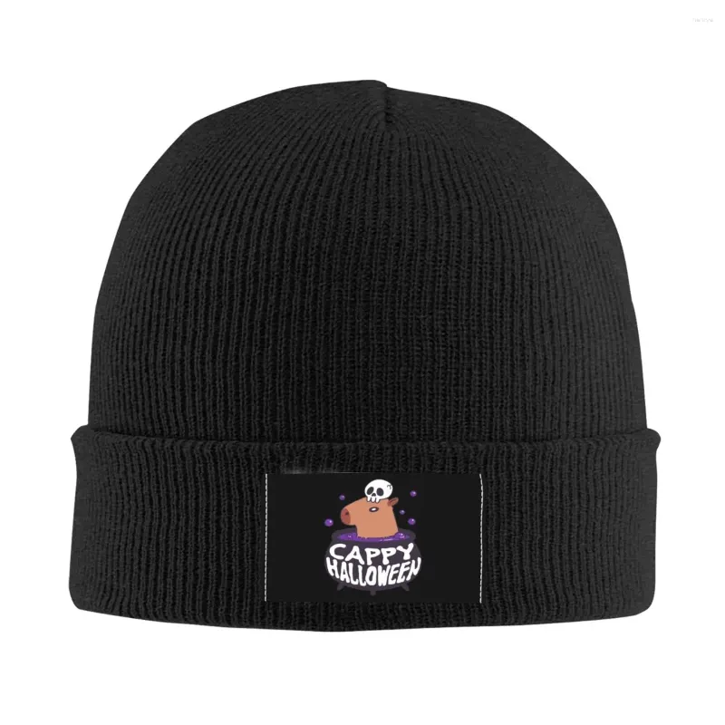 Basker cappy halloween capybara slouchy beanie för män kvinnor roliga skalle djur vinterhuven hattar