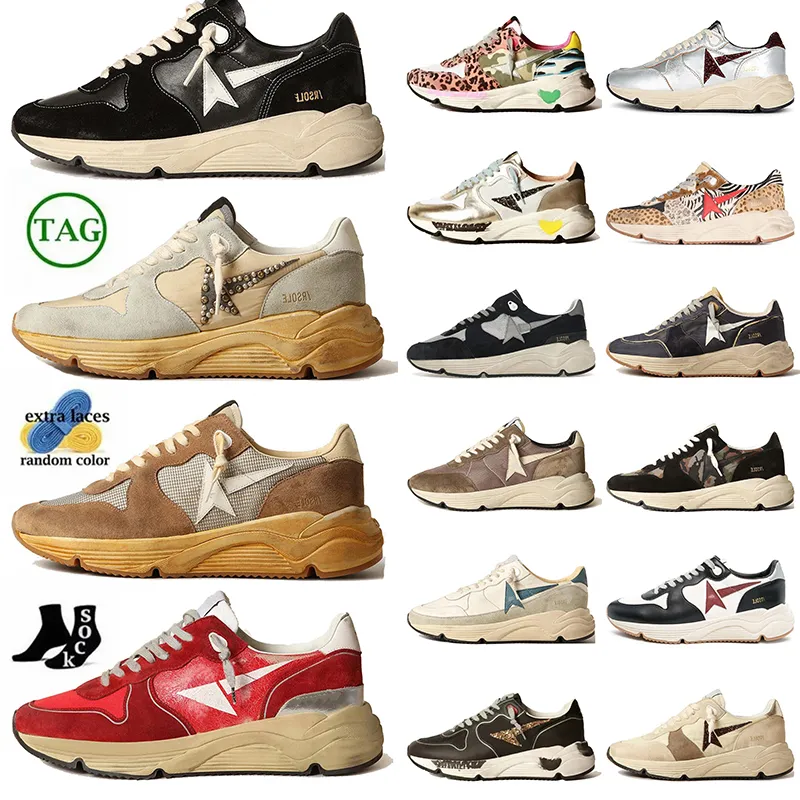 Top OG Running Sole Couro Camuflagem Designer Sapatos Casuais Feitos À Mão Itália Marca Vintage Treinadores Marfim Estrela Sapatilhas Prata Sorvete Corredores Pretos