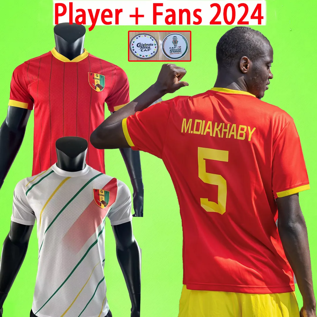 2024ギニアサッカージャージGuirassy Bayo Guilavogui Kamano Keita Moriba M.Diakhaby 23 24 25ホームアウェイホワイトレッドフットボールシャツ2025ファンプレーヤーバージョンユニフォームS-2xl