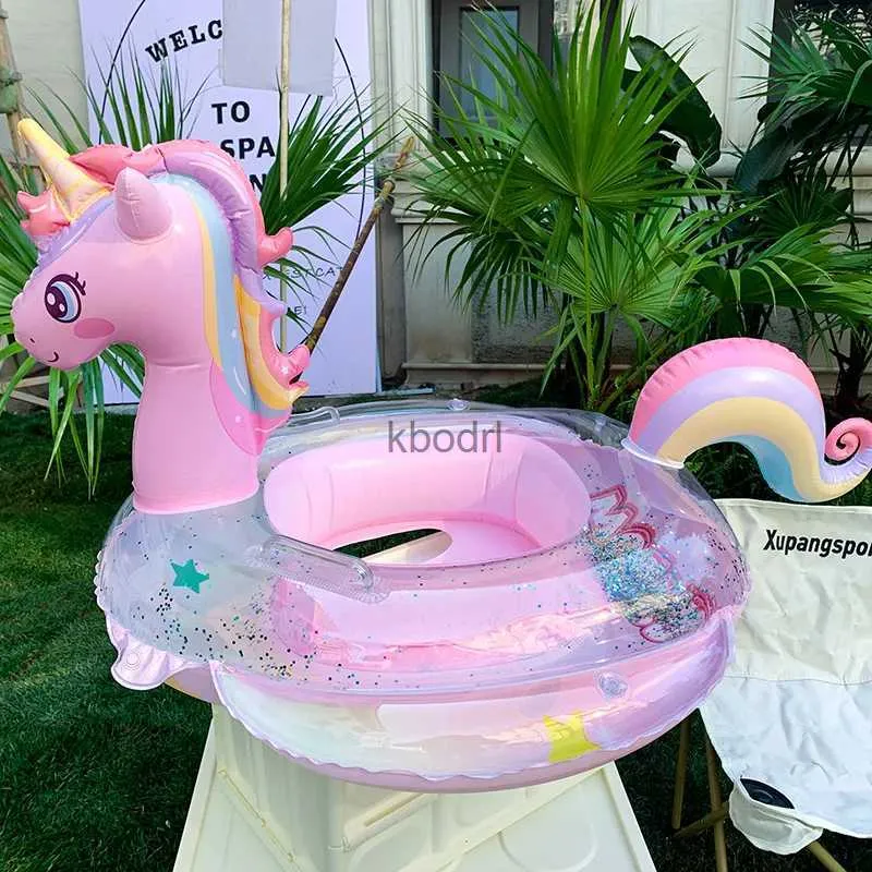 Andere Pools SpasHG Neue Ankunft Pailletten Einhorn Baby Schwimmring Sitz Baby Kleinkind Float Pool Schwimmring Sitz Summmer Strand Pool Party Spielzeug YQ240129