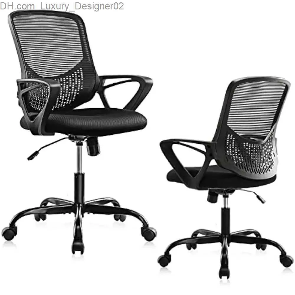 Other Furniture Ergonomic Office Home Desk Mesh Fixed Armrest Executive Computer Chair with Soft Foam Seat Cushion and Lumbar Support Q240129