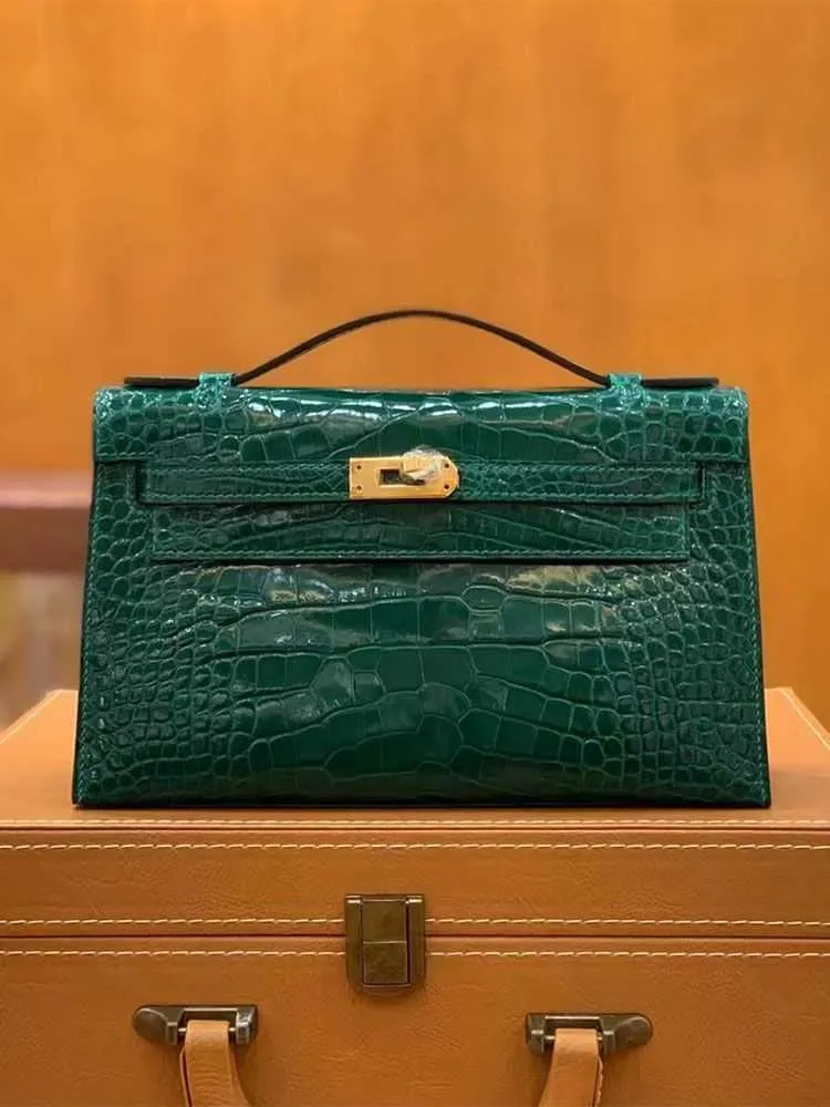 Copie légale Deisgner 8A Sacs boutique en ligne Janny Pure Couture à la main Sac en peau de crocodile américain brillant Les premières générations ont un vrai logo