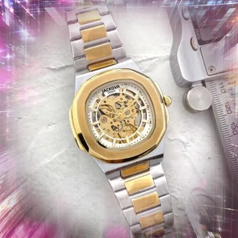 Popularny męski szkielet kwadratowy zegarki 40 mm Automatyczny ruch mechaniczny drobny stal nierdzewna samodzielna, swobodny biznes249y