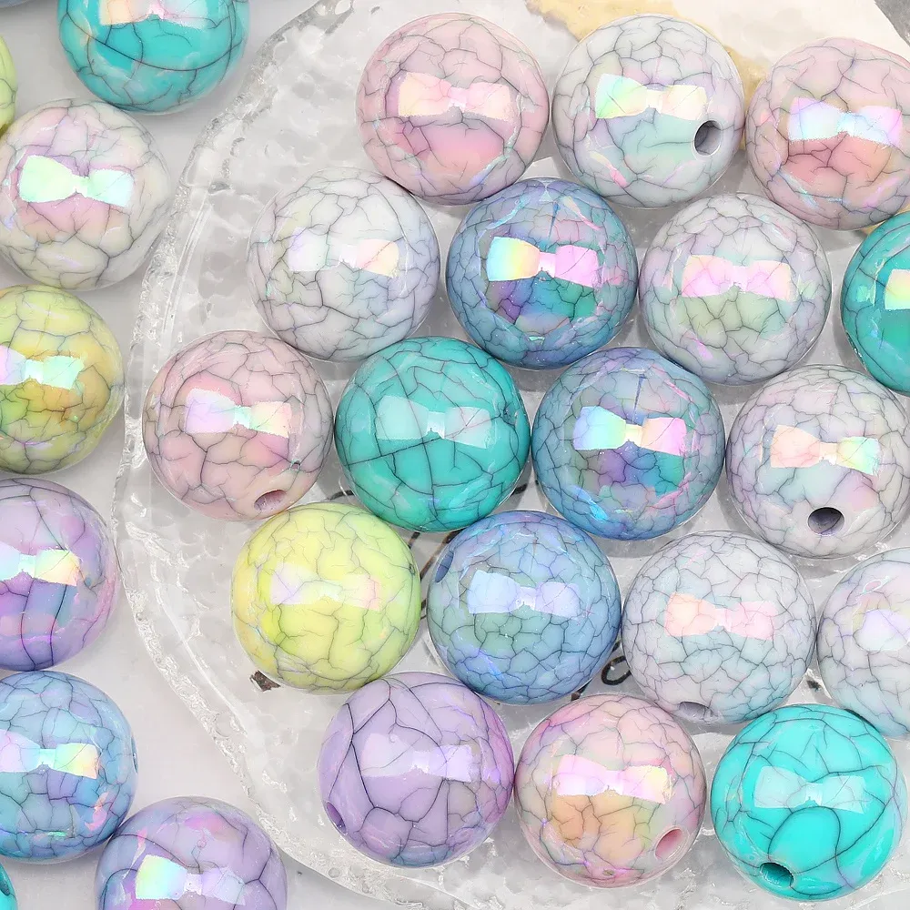 Cloisonne Condial Design 100pcs 16*16mm DIY 비드/둥근 모양/손 만들/균열 Aurora Effect/Acrylic 비드/보석 소개 구성 요소