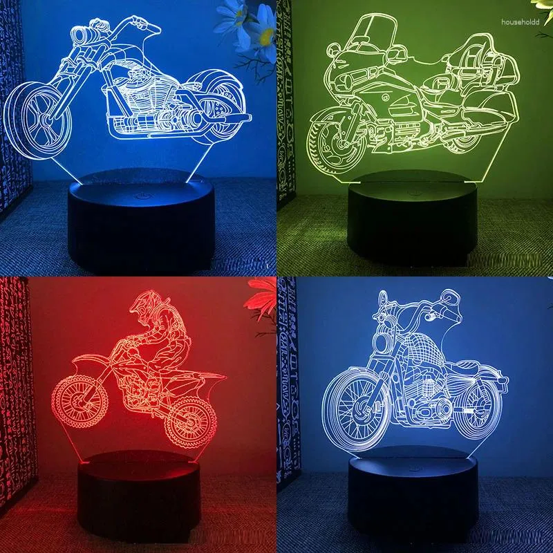 Luci notturne Moto da corsa in montagna Luce a led 3D per camera da letto Lampada da lava per bici da combattimento Decorazione per la camera dei bambini Regalo di compleanno