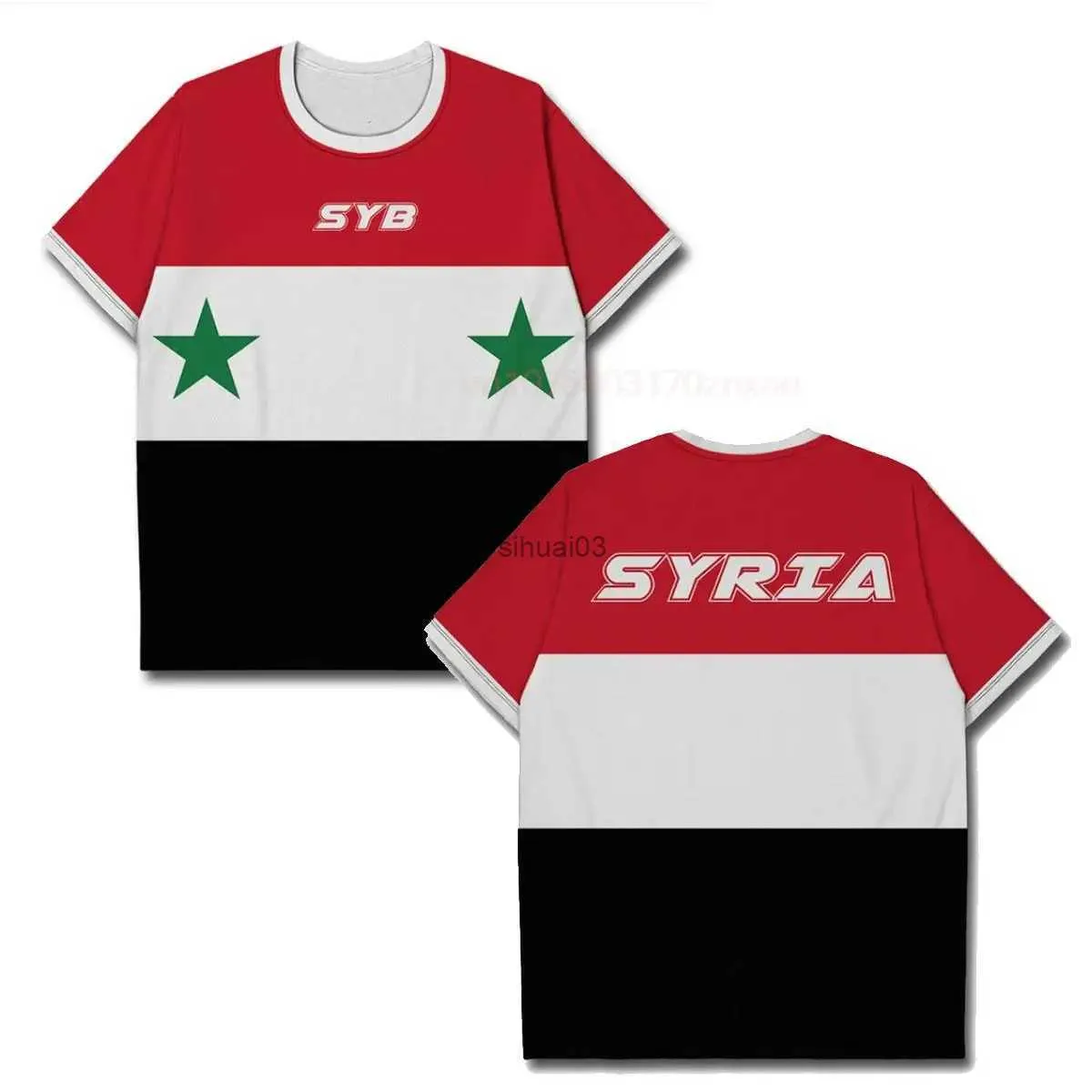 Herren T-Shirts Benutzerdefinierte Name Nummer Syrien Flagge Shirt 3D Gedruckt Sommer T-Shirt Männer Frauen Unisex Für Fußball Fußball Fans Geschenk XS-6XL