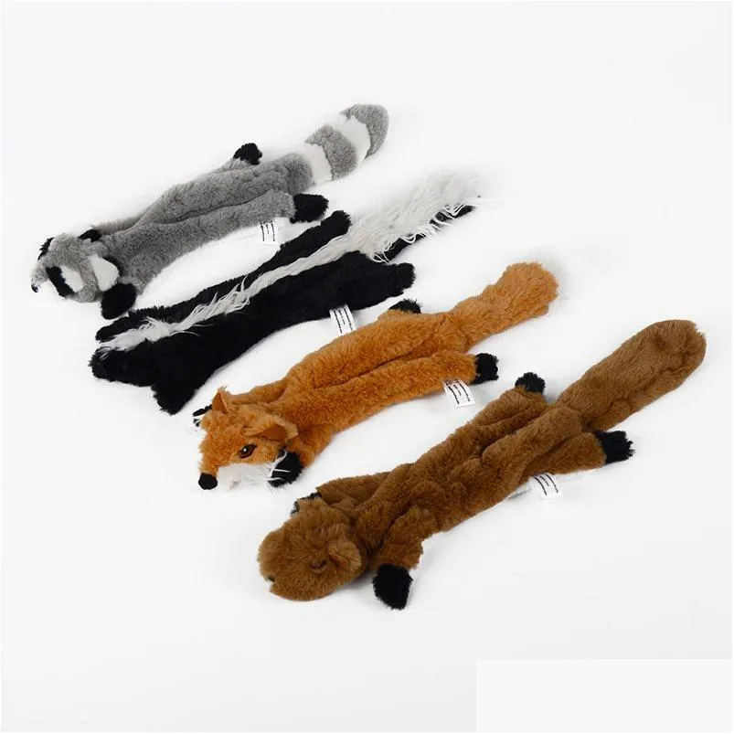 Cão brinquedos mastiga sem recheio com guinchos durável p squeaky mastigar brinquedo crinkle para cães médios grandes esquilo guaxinim raposa skunk gota otkdn