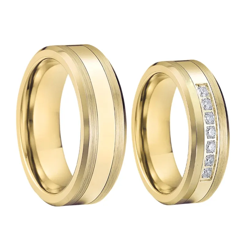 Anneaux Lover's Alliance Color Tungsten Carbide Ring Mariage Bijoux proposition Couple de mariage pour hommes et femmes