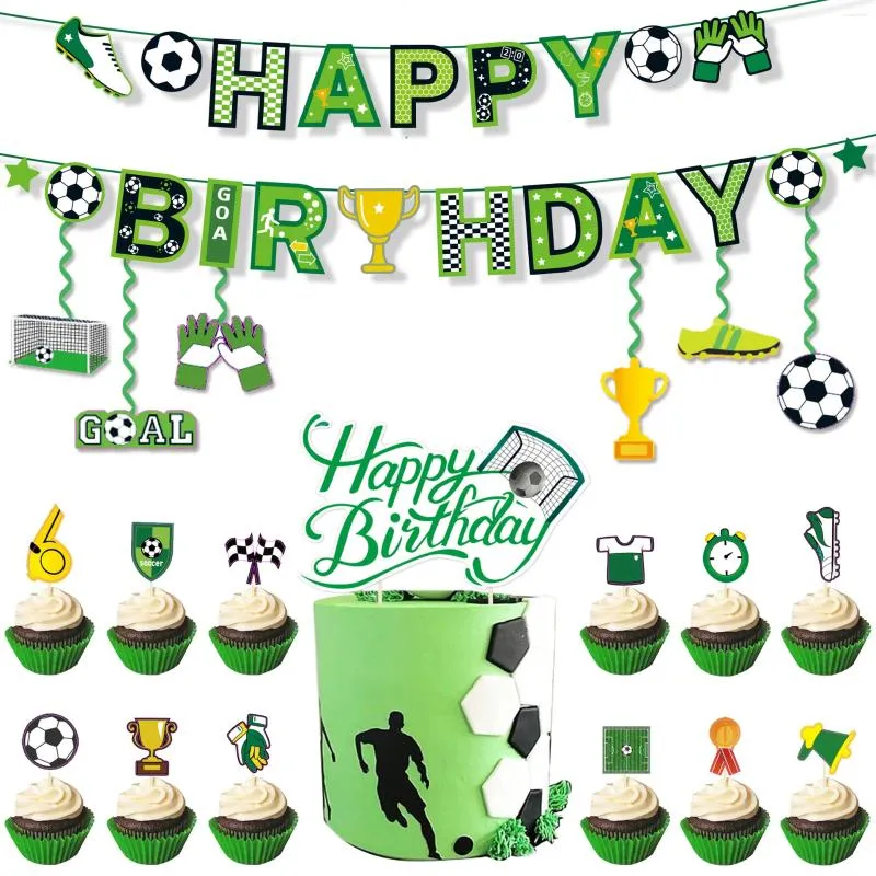 Cake Tools Soccer Topper Boy Happy Birthday Cupcake Football Decor Theme Party Baby Shower Baking Supplies