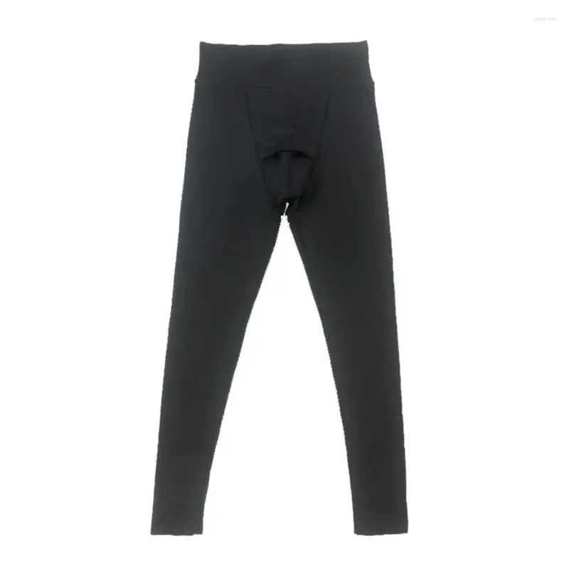 Modeladores de corpo masculino roupa interior térmica ajuste fino leggings calças cintura alta quente moldar calças justas bolsa bottoms