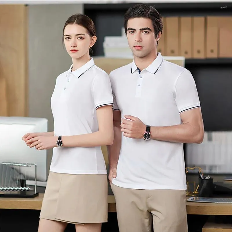 Polos Męski Summer Summer Shool Rueve Cool Polo Shirt Lapel Business Clothing T-shirt i wygodne damskie stałe top