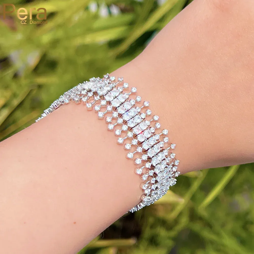 Bracelets Pera haut luxe large Bracelets Bracelets multicouche haute qualité Zircon Super brillant femmes mariage mariée Pulseras Mujer B059