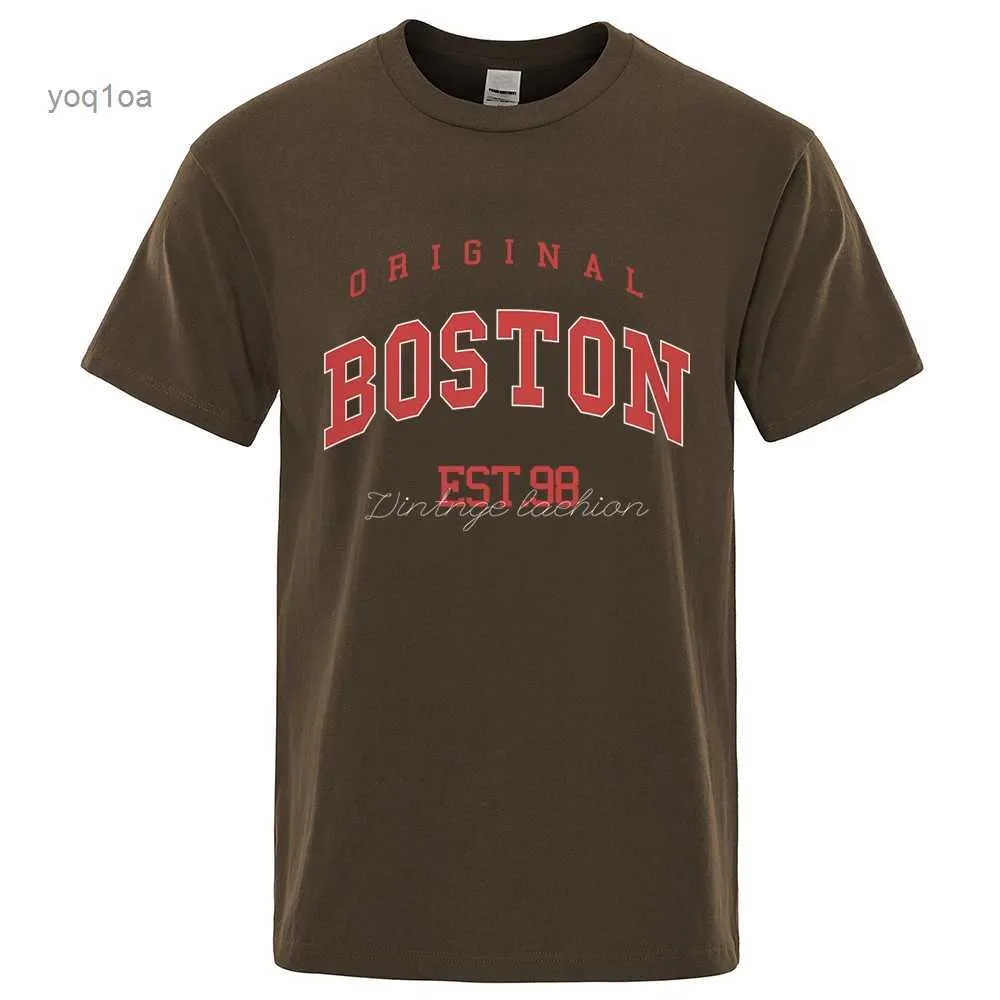 Herren T-Shirts Original Boston Est.98 Street Letter T-Shirt Männer Freizeitkleidung Mode T-Shirt Kleidung Lustige T-Shirts Atmungsaktive Baumwoll-T-Shirts