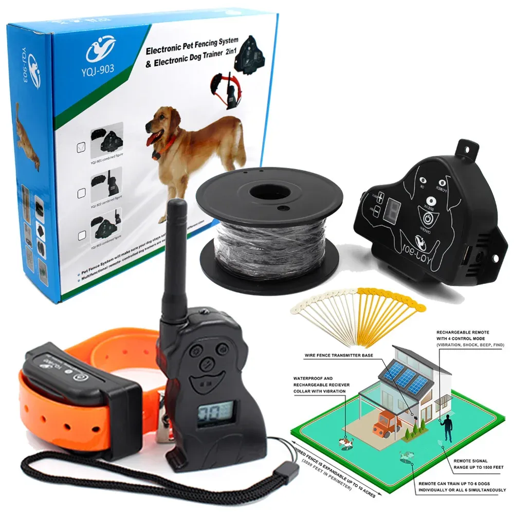 Laisses pour chien de compagnie clôture électrique choc Vibration son avec télécommande pour chien pour petits et grands chiens colliers de dressage système de clôture