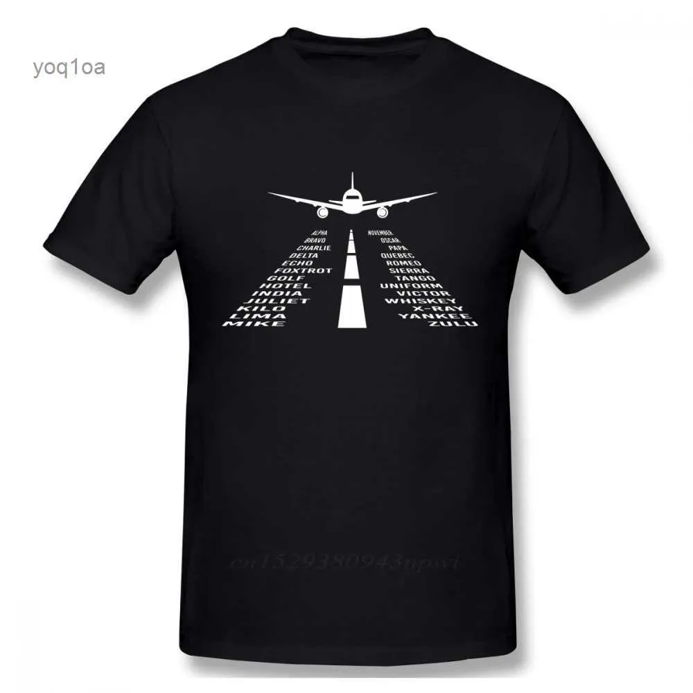 Herr t-shirts nyhet flygplan fonetiska pilot tshirts män fashionabla streetwear t shirt organisk bomull camiseta