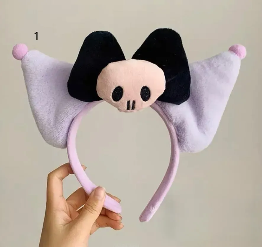 INS Kawaii Kuromi Style Hair Sticks Handmade Plush Melody Design Washing Face Girl Kids Accessories 4 Designs