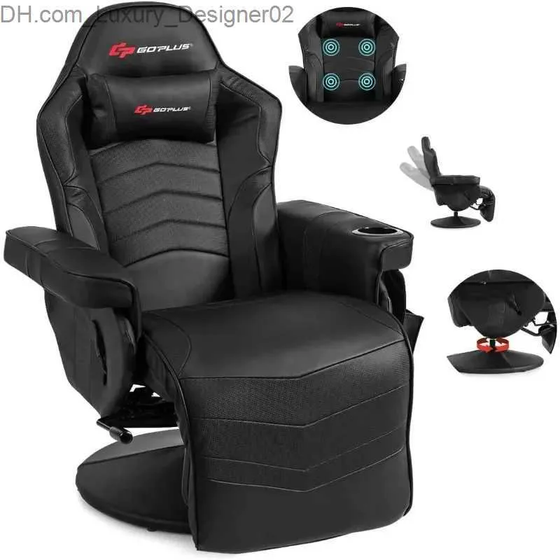 Andra möbler PowerStone Gaming Recliner Massage Gaming Chair med fotstöd ergonomisk pu läder singel soffa med kopphållare nackstöd Q240129