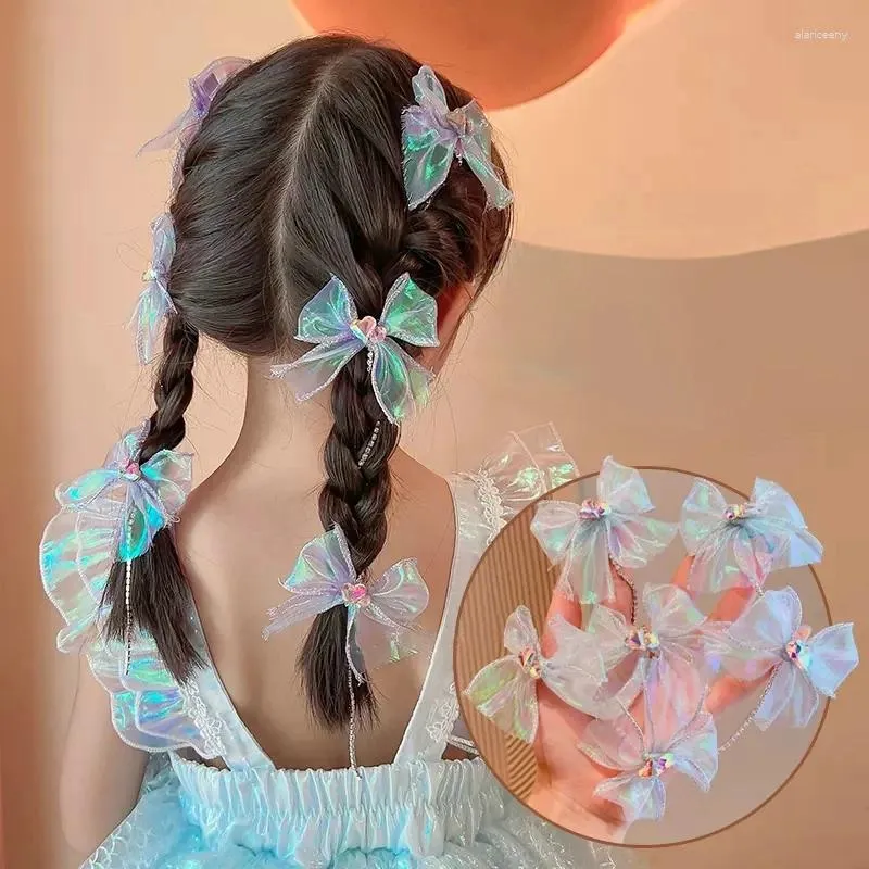 Acessórios de cabelo 2 pcs brilho borboleta flor arco trançado corrente pérola barrettes meninas bebê hairpin mulheres