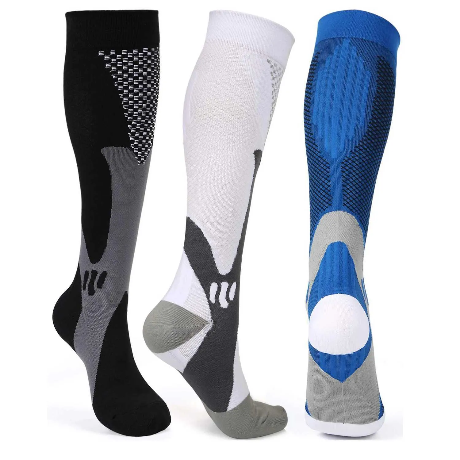 Chaussettes de sport 3 paires de chaussettes de compression femmes hommes bas d'allaitement médicaux 20-30 mmHg chaussettes de sport pour marathon cyclisme varices YQ240126