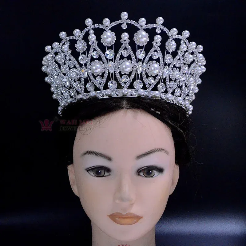 Bijoux Perle Pageant Couronne 4 Pouces Réglable Diadème De Haute Qualité Cristal Australien Accessoires Faits À La Main Réglable Hairwear Mo264